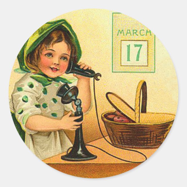 Adesivo Redondo Rua, palitos do dia de Patrick (Frente)