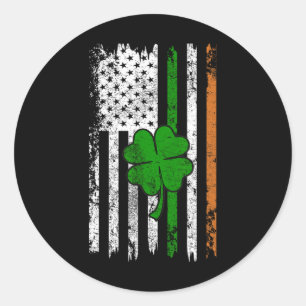 Adesivo Redondo Rua Patrick Day Irish American Flag Santo Pat