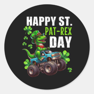 Adesivo Redondo Rua Patrick Day T-rex Monster Truck