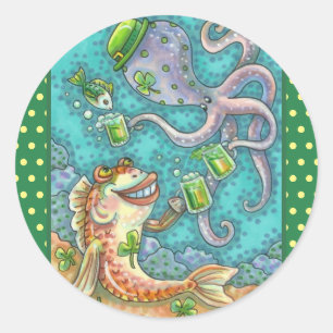 Adesivo Redondo Rua, PEIXE DE PADDY E CADEIRAS OCTOPUS À CERVEJA V
