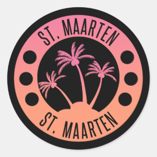 Adesivo Redondo Rua: Rosa Maarten e Gradiente Coral Sint Martin