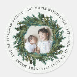 Adesivo Redondo Rua russa com endereço de foto e devolução