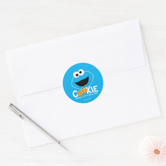 Adesivo Redondo Rua Sésamo | Cookie Monster Loving Cookies (Envelope)