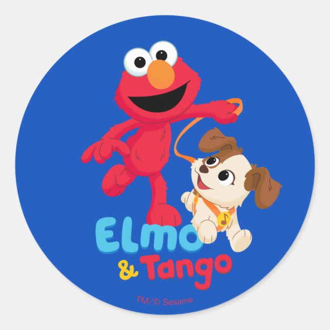 Adesivo Redondo Rua Sésamo | Corrente Elmo & Tango (Frente)