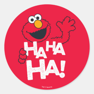 Adesivo Redondo Rua Sésamo   Elmo - Ha Ha Ha!