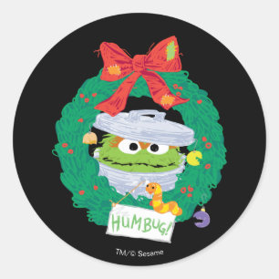 Adesivo Redondo Rua Sésamo Oscar the Grouch Wreath