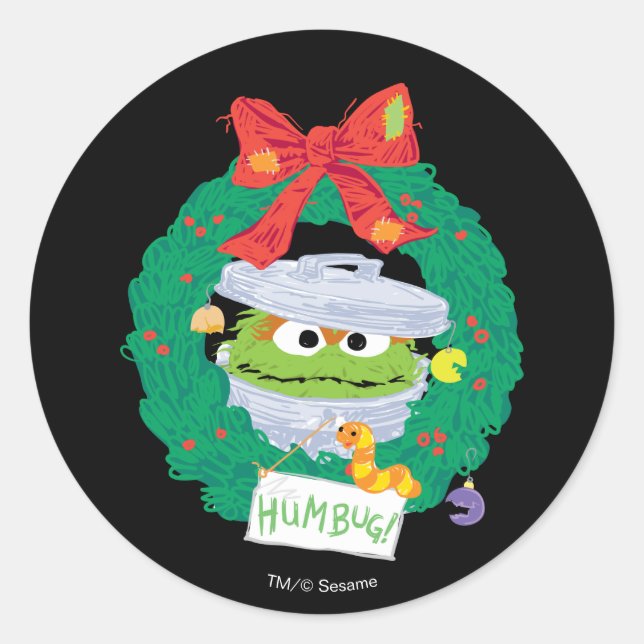 Adesivo Redondo Rua Sésamo | Oscar the Grouch Wreath (Frente)