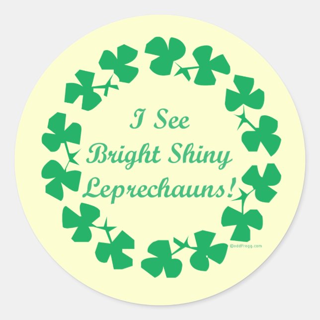 Adesivo Redondo Rua Shiny Leprechauns. (Frente)
