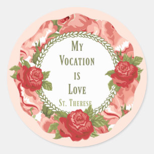 Adesivo Redondo Rua. Terese da Criança Jesus Pequena Flor