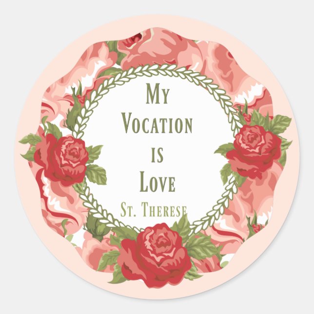 Adesivo Redondo Rua. Terese da Criança Jesus Pequena Flor (Frente)