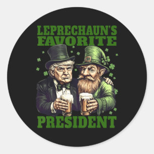 Adesivo Redondo Rua Trump do Presidente Favorito de Leprechaun.pat