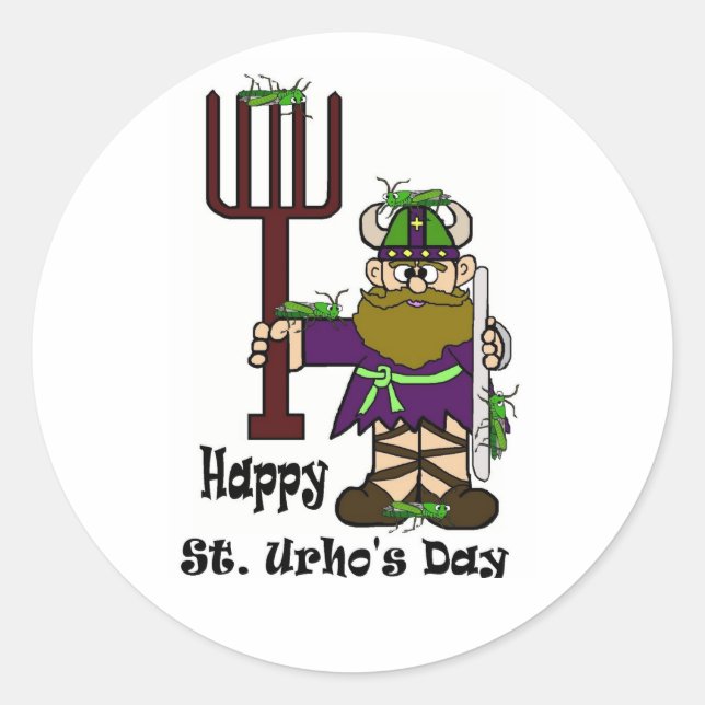 Adesivo Redondo Rua. Urho com muitos gafanhotos. (Frente)