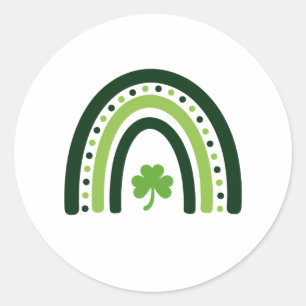 Adesivo Redondo Rua Verde Shamrock Boho Rainbow Dia de Patrick