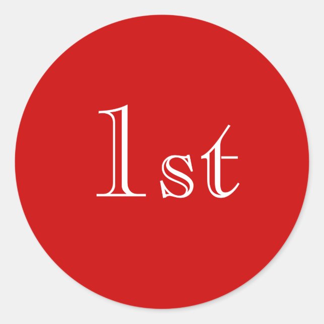 Adesivo Redondo rua. Vermelho e Branco. Belo design simples. Perso (Frente)