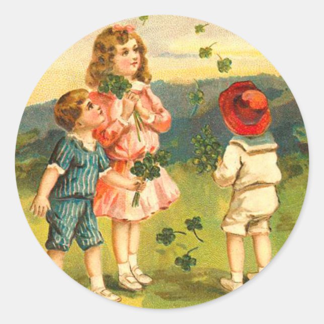 Adesivo Redondo Rua vitoriana, palitos do dia de Patrick (Frente)