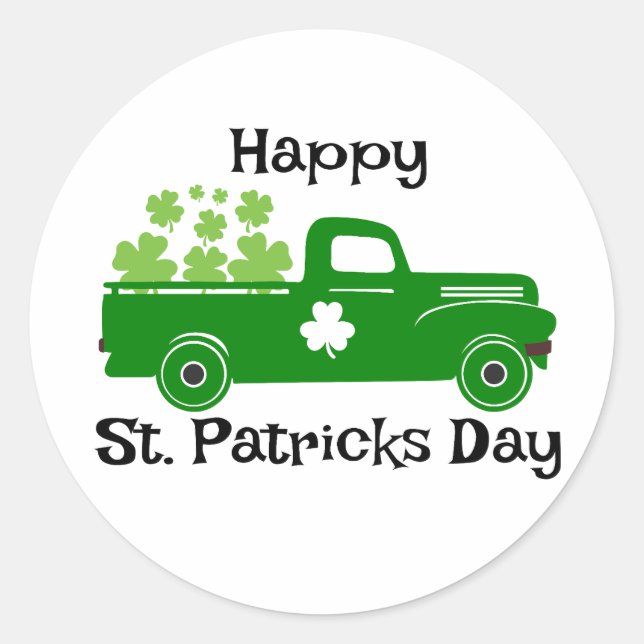 Adesivo Redondo Ruas felizes. Dia de Patrick ☘️ 🎉 (Frente)
