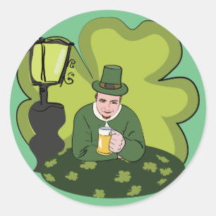 ADESIVO REDONDO "RUAS FELIZES. DIA DE PATRICK" LEPRECHAUN