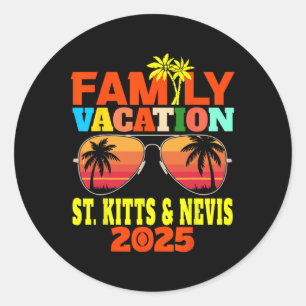Adesivo Redondo Ruas. Férias Familiares De Kitts E Nevis 2025
