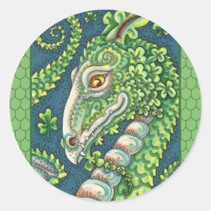 ADESIVO REDONDO   RUAS. O DRAGÃO VERDE DE SHAMROCK DE PATRICK, FA