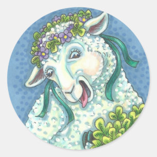 Adesivo Redondo RUAS. PATRICK'S IRISH EWE & SHAMROCKS STICKERS She