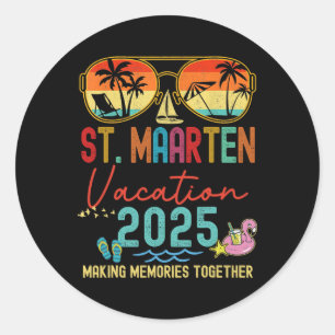 Adesivo Redondo Ruas Retroativas. Férias Maarten 2025 Memórias Cor