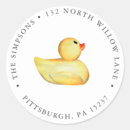 Adesivo Redondo Rubber Duck Endereço de Devolução do Bebê