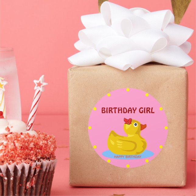 Adesivo Redondo Rubber Ducky "Birthday Girl" (Festa)