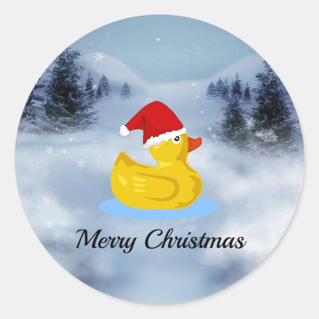 Adesivo Redondo Rubber Ducky Christmas Greetings (Frente)