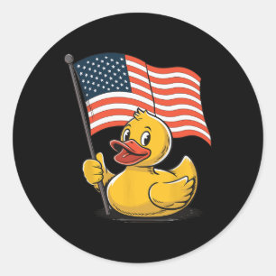 Adesivo Redondo Rubber Pato Americano Bandeira Dia da Independênci