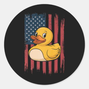 Adesivo Redondo Rubber Pato Americano Bandeira Dia da Independênci