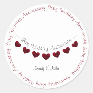 Adesivo Redondo Ruby 40th Wedding Annianiversary bunting
