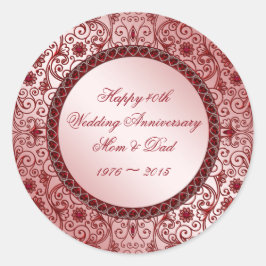 Adesivo Redondo Ruby 40th Wedding Anniversário Round Sticker
