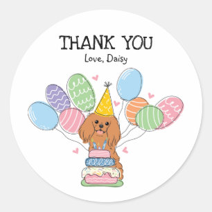Adesivo Redondo Ruby Cavalier King Charles Spaniel Birthday