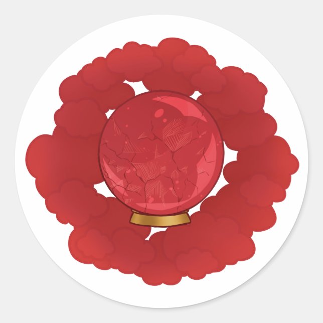 Adesivo Redondo Ruby Red Cracking Crystal Ball (Frente)