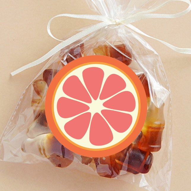 Adesivo Redondo Ruby Red Grapefruit Juicy Sweet Citrus Fruta Slice (Criador carregado)