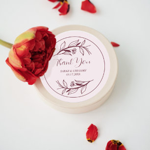 Adesivo Redondo Ruby Wine Simple Boho Obrigado Favor Do Casamento