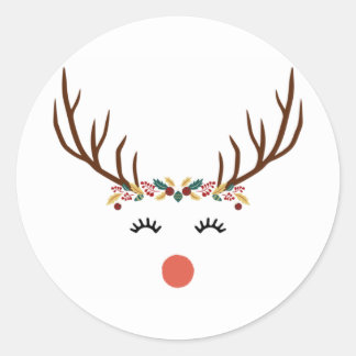 Adesivo Redondo Rudolph com coroa