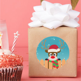 Adesivo Redondo Rudolph Cute A Rena Nose Vermelha | Vedante