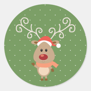 Adesivo Redondo Rudolph giro o desenho das renas vermelhas