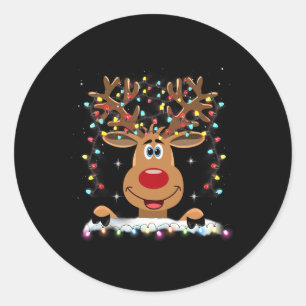 Adesivo Redondo Rudolph Nariz Vermelho Rena Santa Natal 1