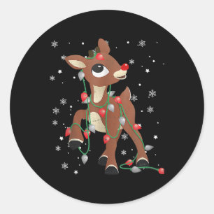 Adesivo Redondo Rudolph O Nariz Vermelho Para Crianças E Natal