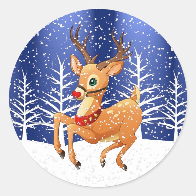 Adesivo Redondo Rudolph Prancing Stickers (Frente)
