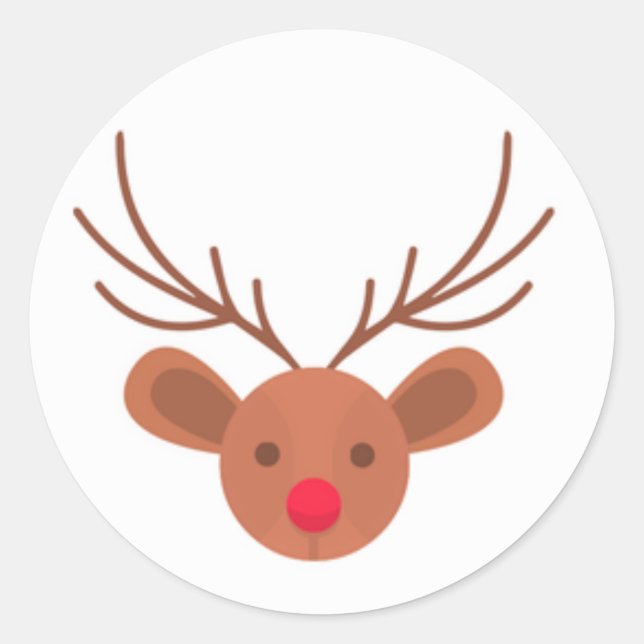 Adesivo Redondo Rudolph Reindeer Stickers (Frente)