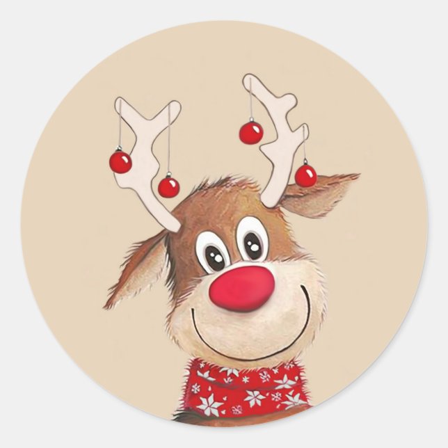 Adesivo Redondo Rudolph the Reindeer Christmas Art (Frente)