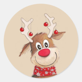 Adesivo Redondo Rudolph the Reindeer Christmas Art