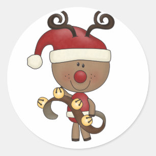 Adesivo Redondo Rudy Reindeer Com Sinos