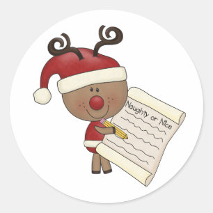 Adesivo Redondo Rudy Reindeer Naughn ou Nic