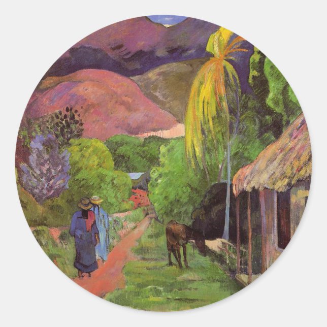 Adesivo Redondo 'Rue de Tahiti' - Paul Gauguin Sticker (Frente)