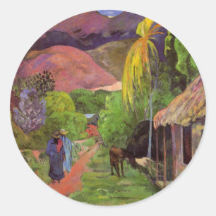 Adesivo Redondo 'Rue de Tahiti' - Paul Gauguin Sticker