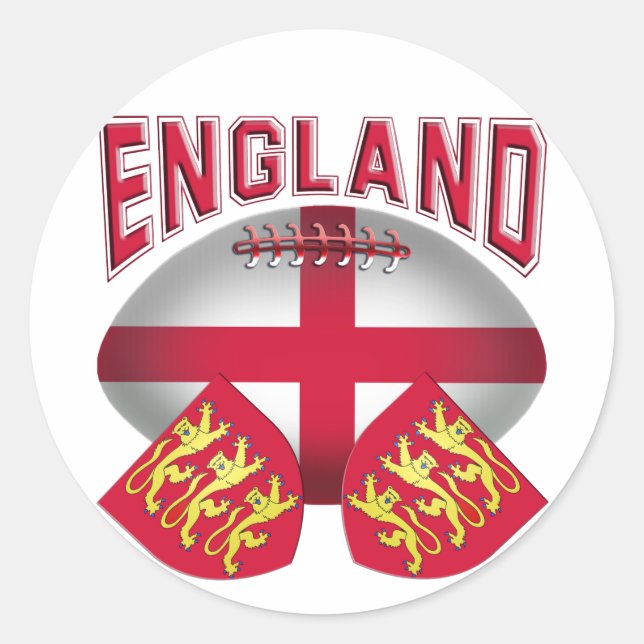 Adesivo Redondo Rugby Ball Flag da Inglaterra (Frente)
